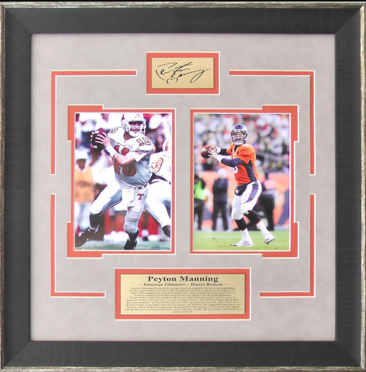 Peyton Manning Tennessee Volunteers Denver Broncos Framed Art 18" x 18" 2-Photograph Collage with Facsimile Autographed Plate