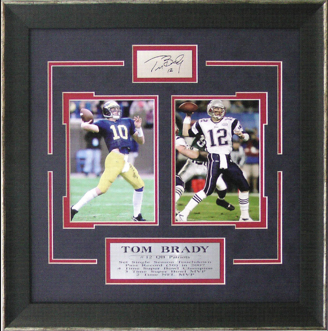 Tom Brady Michigan Wolverines New England Patriots Framed Art 17.5" x 18" 2-Photograph Collage with Facsimile Autographed Plate