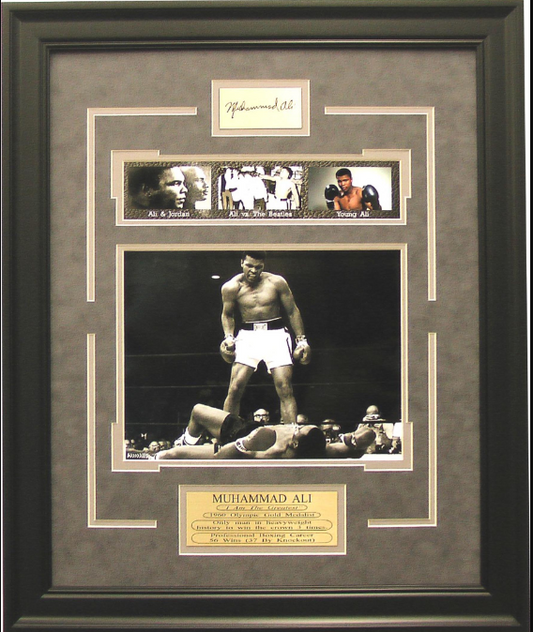 Muhammad Ali Framed 4-Photograph Collage with Facsimile Autographed Plate 20" x 26"