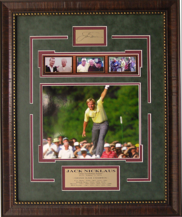 Jack Nicklaus PGA Golf Framed Art 19" x 23" 4-Photo Collage with Facsimile Autographed Plate