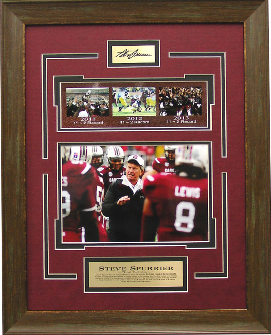 Steve Spurrier South Carolina Gamecocks Framed Art 16.25" x 21.25" 4-Photograph Collage with Facsimile Autographed Plate