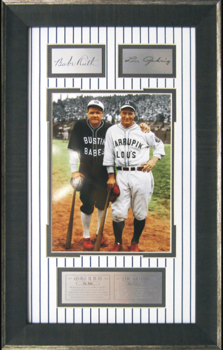 Lou Gehrig & Babe Ruth New York Yankees Framed Art 13.5" x 21" Photograph with Facsimile Autographed Plates