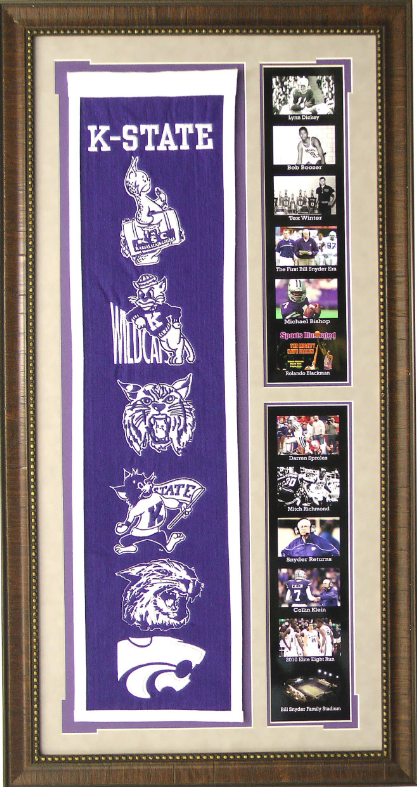 Kansas State Wildcats Team Logos on Felt Banner Framed Art 19" X 38.5" Player Photo Collage