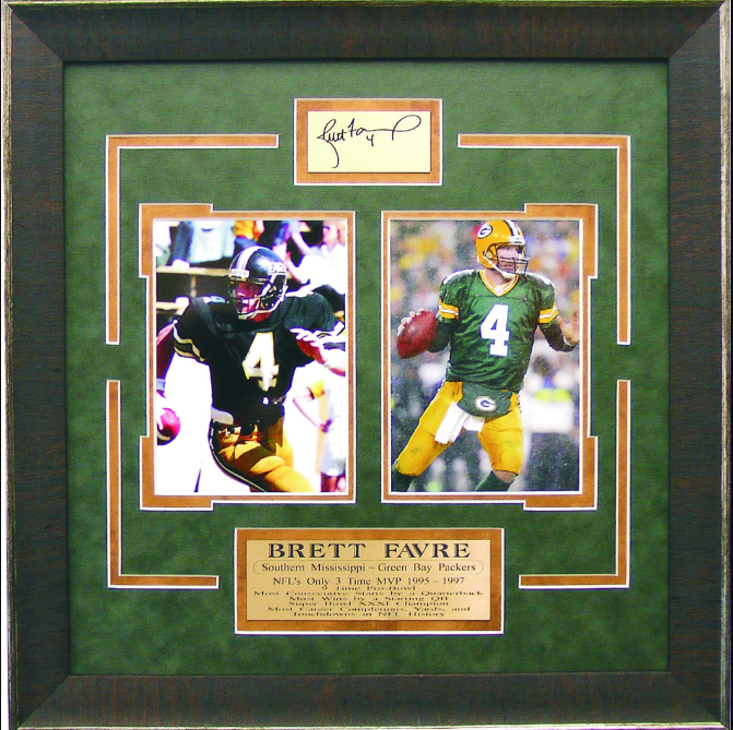 Brett Favre Southern Miss Golden Eagles Green Bay Packers Framed Art 18" x 18" 2-Photograph Collage with Facsimile Autographed Plate