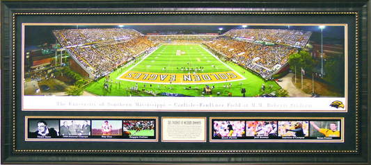 Southern Miss Golden Eagles M.M. Roberts Stadium Panoramic Framed Art 19" x 43" 9-Photograph Collage