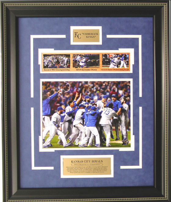 Comeback Kings Kansas City Royals 2015 World Series Champions Framed Art 19.5" x 23.5" 4-Photograph Player Collage