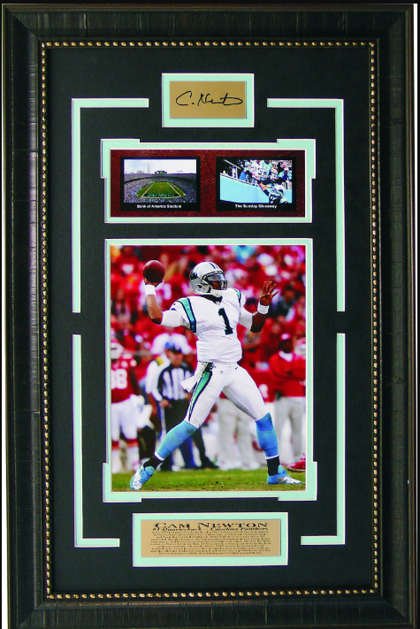 Cam Newton Carolina Panthers 16" x 25" Framed Art 3-Photograph Collage with Facsimile Autographed Plate