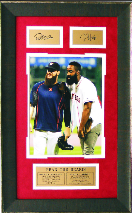 Fear The Beard Dallas Keuchel & James Harden Facsimile Autographed Plate 13" x 16" Framed Photograph