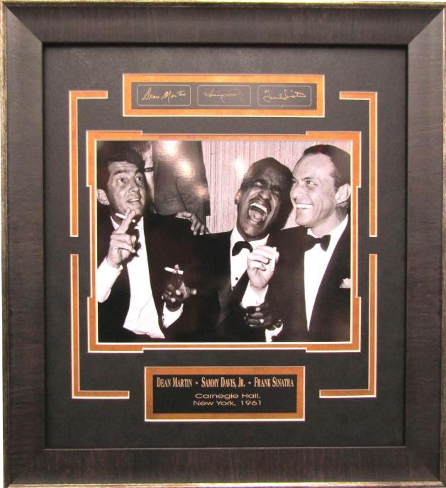 Rat Pack 16.5" x 18" Framed Photo with Facsimile Autographed Plates