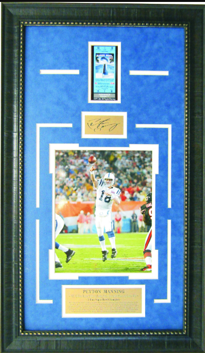 Peyton Manning Indianapolis Colts Framed Art 16" x 27.5" Photograph with Replica Super Bowl XLI Ticket