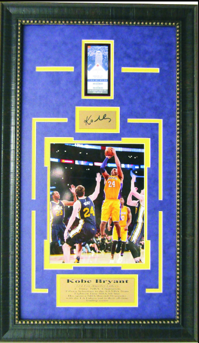 Kobe Bryant Los Angeles Lakers Framed Art 16" x 27.5" Photograph & Replica Ticket with Facsimile Autographed Plate