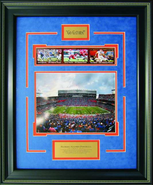 Go Gators Florida Gators Ben Hill Griffin Stadium Framed Art 19" x 23" 4-Photograph Player Collage