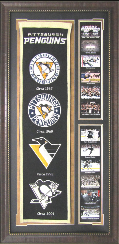 Pittsburgh Penguins Team Logos Framed Art 19" X 38.5" Player Photo Collage