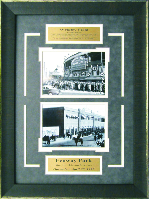 Wrigley Field Chicago Cubs & Fenway Park Boston Red Sox 2-Photograph Collage Framed Art 15.5" x 21"