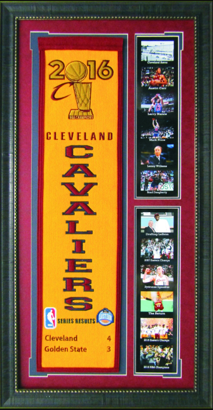 Cleveland Cavaliers 2016 NBA Champs Felt Banner Framed Art 19" X 38.5" Player Photo Collage