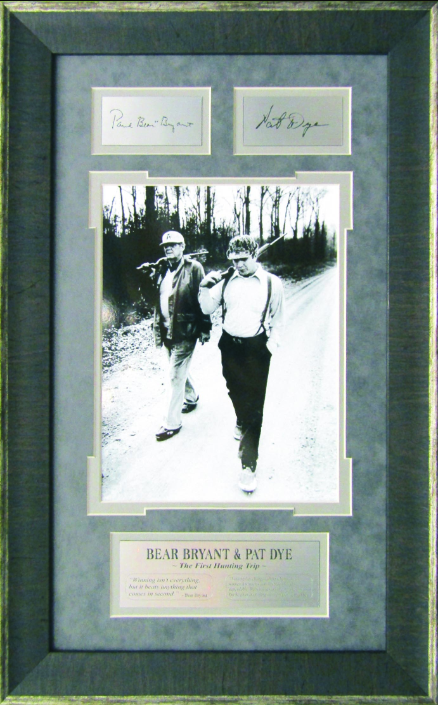 First Hunting Trip Bear Bryant Alabama Crimson Tide & Pat Dye Auburn Tigers Framed Art 13" x 21" Photograph with Facsimile Autographed Plates