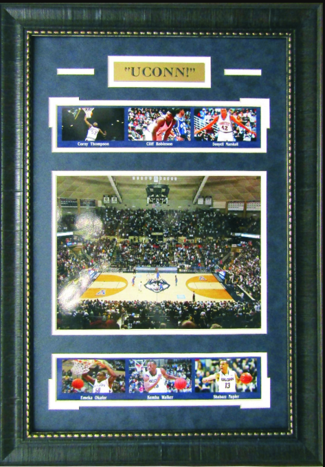 UConn Huskies Gampel Pavilion Framed Art 16" x 23" 7-Photograph Player Collage