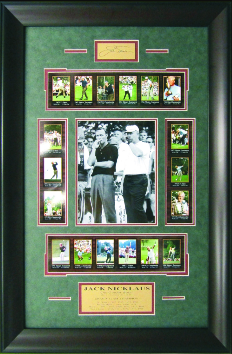 Jack Nicklaus PGA Golf Framed Art 21" x 32" 19-Photo Collage with Facsimile Autographed Plate