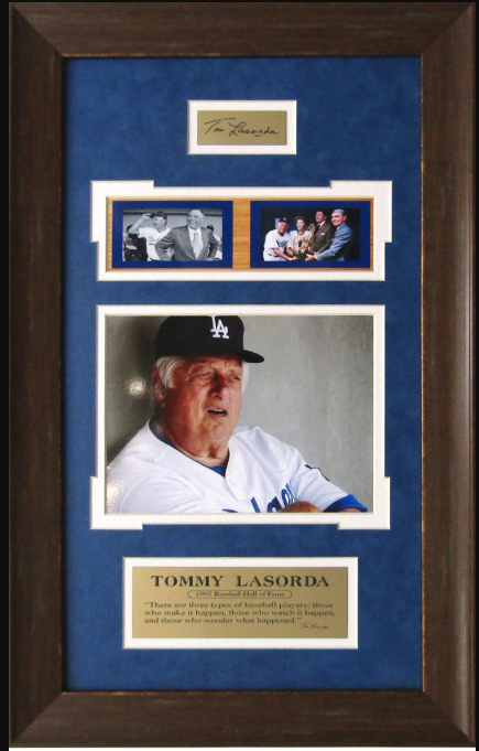 Tommy Lasorda Los Angeles Dodgers Framed Art 13" x 21" 3-Photograph Collage with Facsimile Autographed Plate