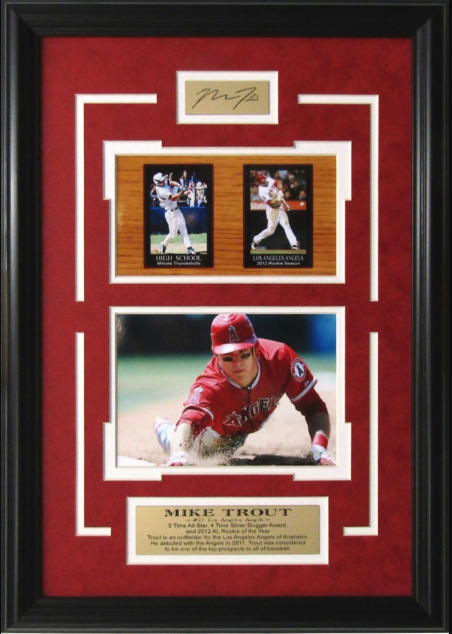 Mike Trout Los Angeles Angels Framed Art 14.5" x 19.5" 3-Photograph Collage with Facsimile Autographed Plate