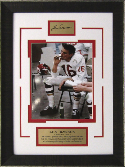 Len Dawson Kansas City Chiefs Framed Art 16" x 21.5" Photograph with Facsimile Autographed Plate