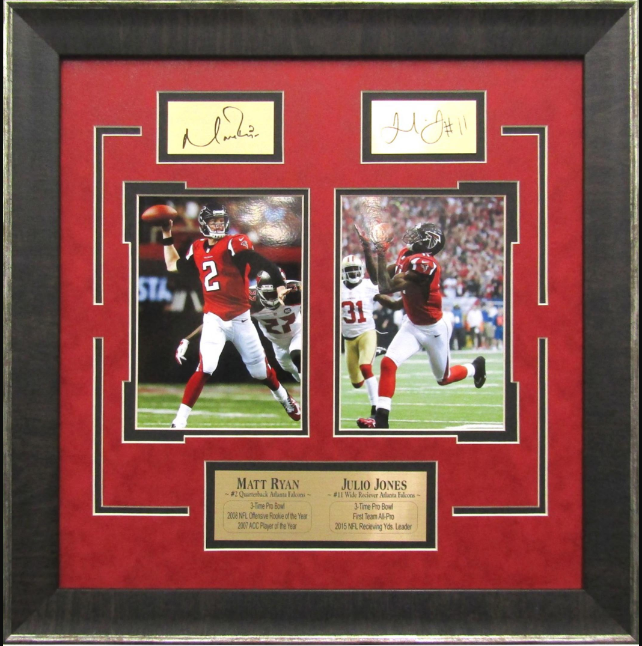 Matt Ryan & Julio Jones Atlanta Falcons Framed Art 18.5" x 18.5" 2-Photograph Collage with Facsimile Autographed Plates