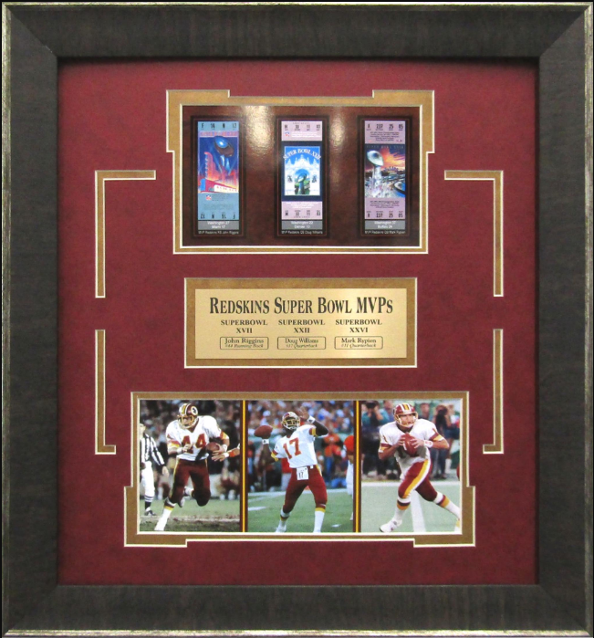 Washington Redskins Super Bowl MVPs  17" x 18.5" Framed Art 3-Photo Collage with Replica Super Bowl Tickets