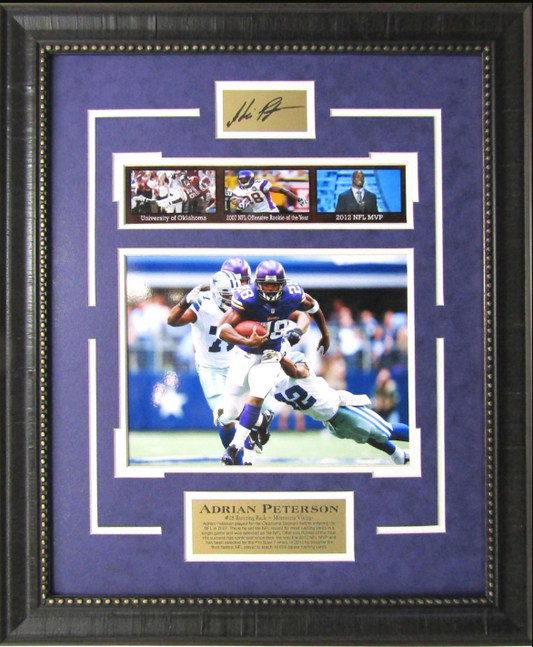 Adrian Peterson Minnesota Vikings Framed Art 19" x 23" 4-Photograph Collage with Facsimile Autographed Plate