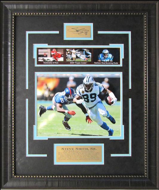 Steve Smith Carolina Panthers Framed Art 19" x 23" 4-Photograph Collage with Facsimile Autographed Plate