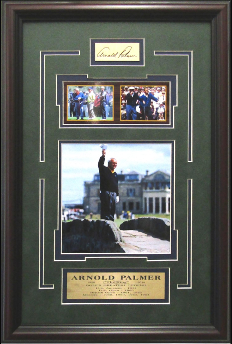 Arnold Palmer PGA Golf Framed Art 14" x 20.5" 3-Photo Collage with Facsimile Autographed Plate