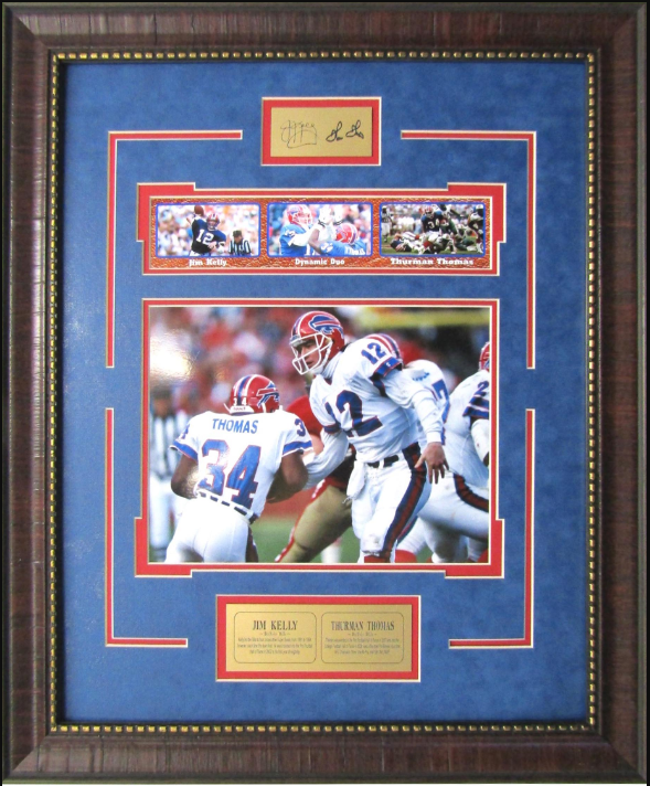 Jim Kelly & Thurman Thomas Buffalo Bills Framed Art 19" x 23" 4-Photograph Collage with Facsimile Autographed Plates