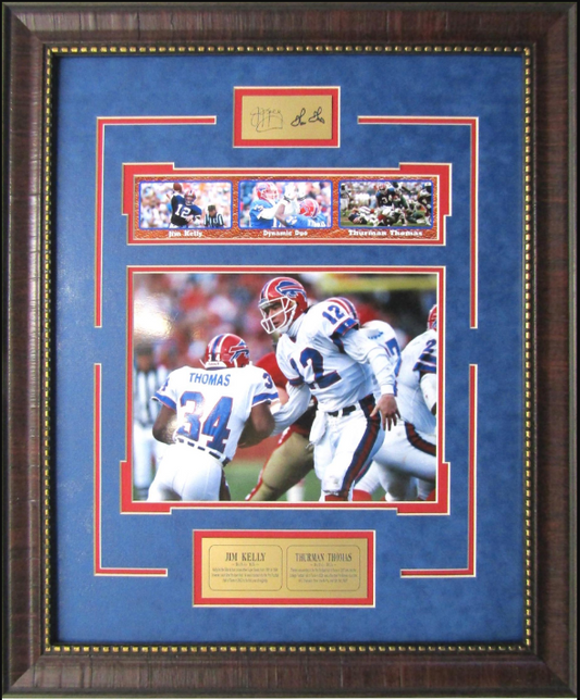 Jim Kelly & Thurman Thomas Buffalo Bills Framed Art 19" x 23" 4-Photograph Collage with Facsimile Autographed Plates