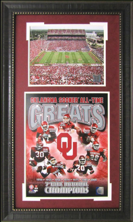 Oklahoma Sooners All-Time Greats Framed Art 17" x 28.75" Stadium & Player Photo Collage