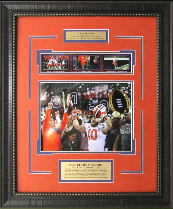 Clemson Tigers 2017 College Football Playoff Champion 19" x 23" Framed Art 4-Photograph Collage