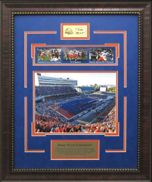 The Blue Boise State Broncos Albertsons Stadium Framed Art 19" x 23" 4-Photograph Player Collage