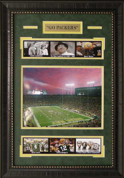 Go Packers Green Bay Packers Framed Art 16" x 23" 7-Photograph Collage