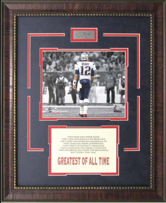 Greatest Of All Time Tom Brady New England Patriots Framed Art 19" x 23" Photograph with Facsimile Autographed Plate