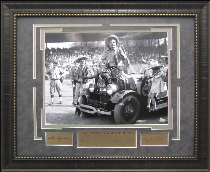 Lou Gehrig & Babe Ruth New York Yankees Framed Art 19" x 23" Photograph with Facsimile Autographed Plates