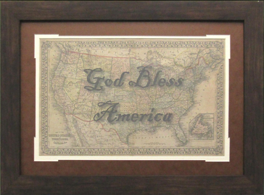 God Bless America United States Map 17" x 23" Framed Print