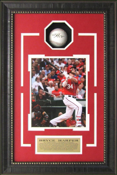 Bryce Harper Washington Nationals Framed Shadow Box Art 16" x 24" Photograph & Replica Signed Ball