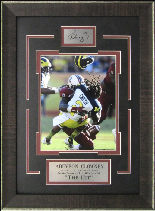 The Hit Jadeveon Clowney South Carolina Gamecocks Photograph Framed Art 15.5" x 21" with Facsimile Autographed Plate