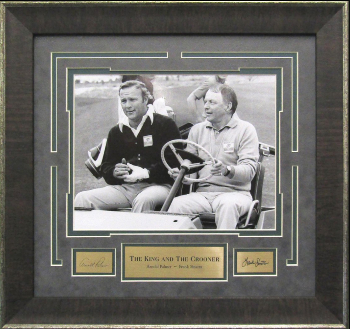 The King & The Crooner Arnold Palmer Frank Sinatra 15.5" x 16.5" Framed Photo with Facsimile Autographed Plates