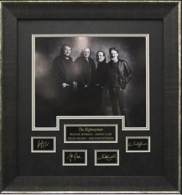 The Highwaymen 15.5" x 16.5" Framed Photo with Facsimile Autographed Plates