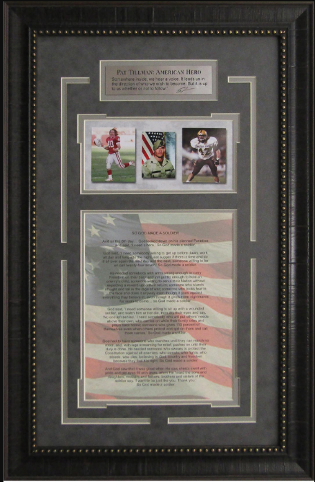 Pat Tillman American Hero 16" x 24.75" Framed 4-Photograph Collage with God Made A Soldier Poem