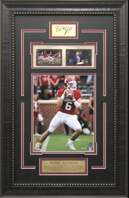 Baker Mayfield Oklahoma Sooners Framed Art 16" x 29" 3-Photograph Collage with Facsimile Autographed Plate