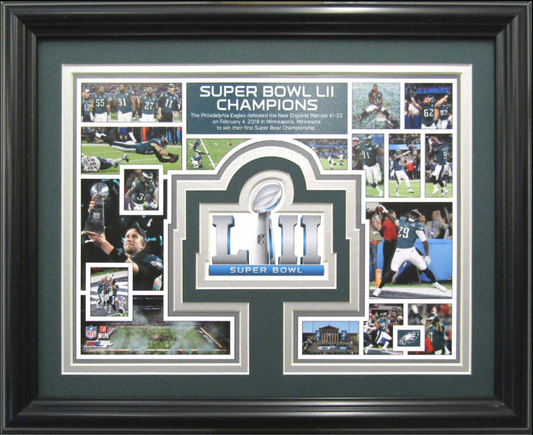 Super Bowl LII Champions Philadelphia Eagles Framed Art 13" x 16" Photograph Collage