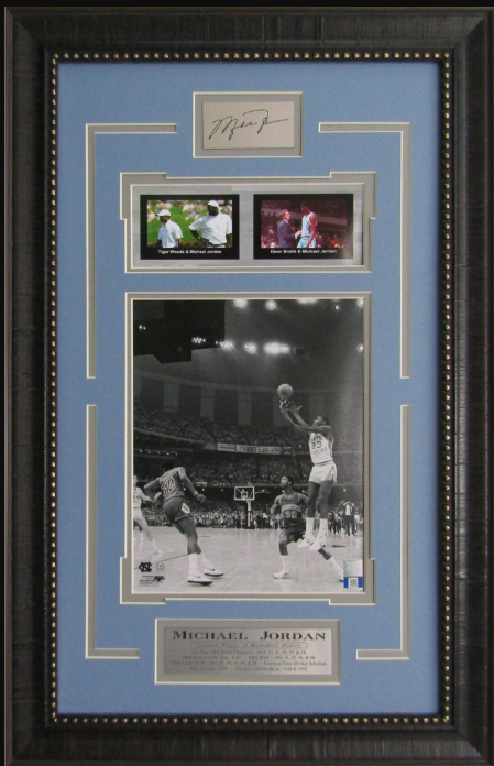 Michael Jordan North Carolina Tar Heels Framed Art 16.5" x 25.5" 3-Photograph Collage with Facsimile Autographed Plate