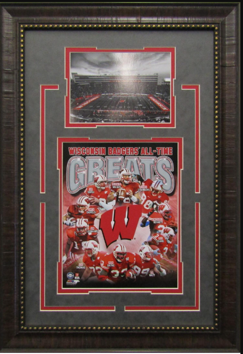 Wisconsin Badgers All-Time Greats Framed Art 16" x 23" Stadium & Player Photo Collage