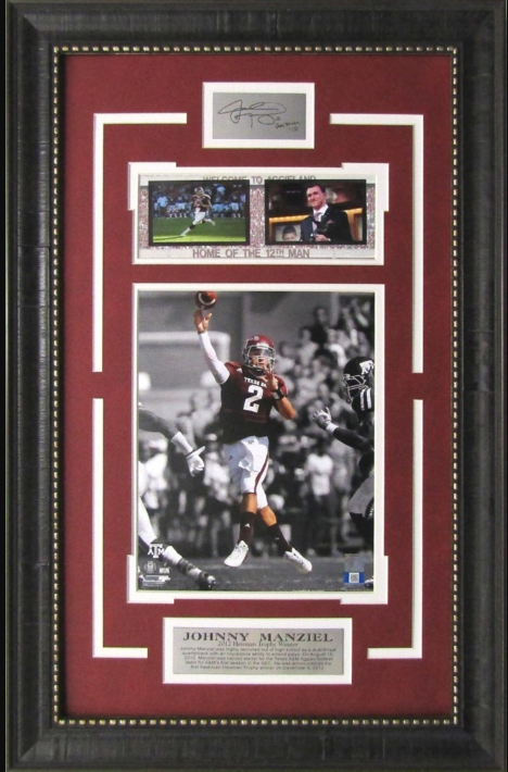 Johnny Manziel Texas A&M Aggies Framed Art 16" x 25" 3-Photograph Collage with Facsimile Autographed Plate