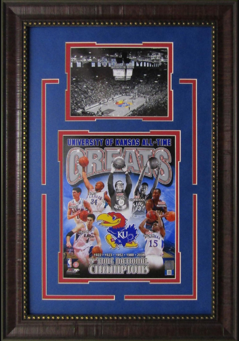 Kansas Jayhawks All-Time Greats Framed Art 16" x 43" Allen Fieldhouse & Player Photo Collage